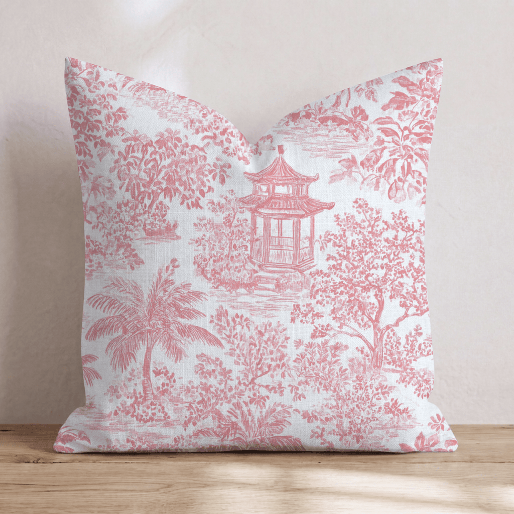 Coral Trees Toile Throw Pillow - Hillcroft Home