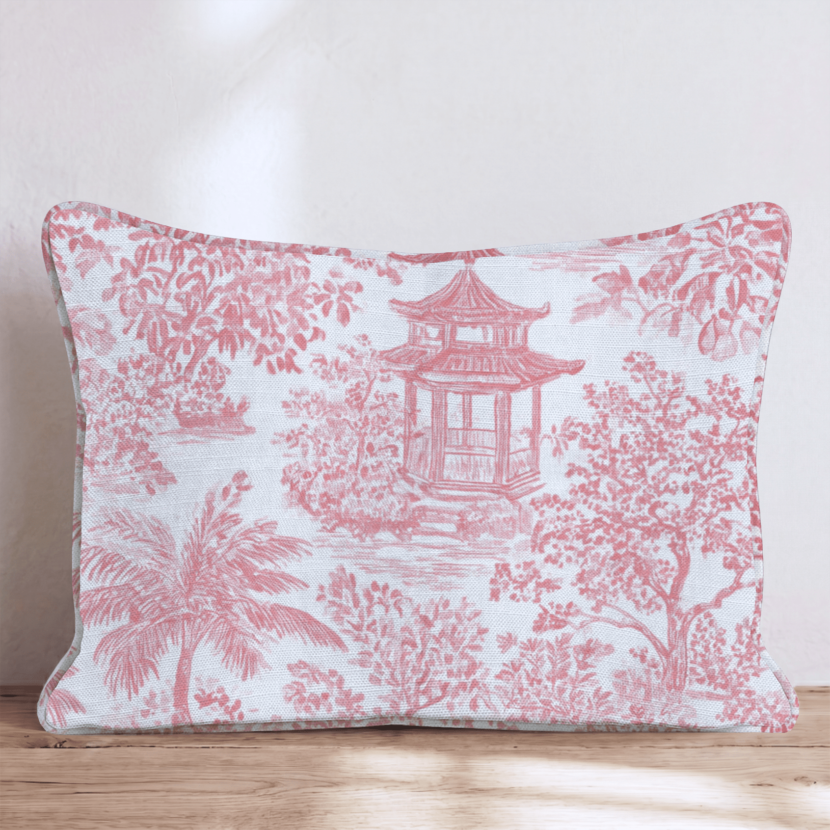 Coral Trees Toile Throw Pillow - Hillcroft Home