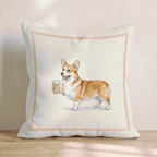 Corgi Coffee Throw Pillow - Hillcroft Home