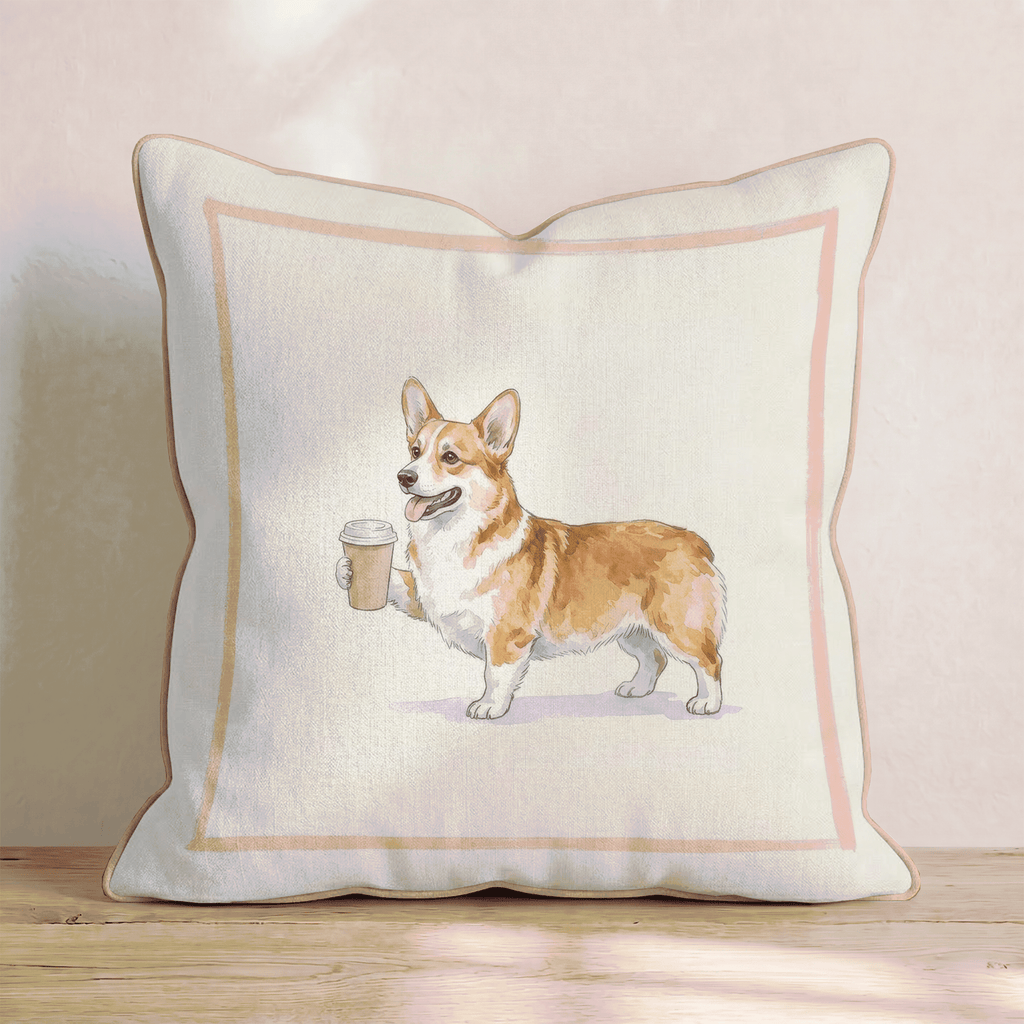 Corgi Coffee Throw Pillow - Hillcroft Home