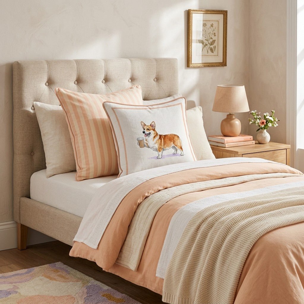 Corgi Coffee Throw Pillow - Hillcroft Home