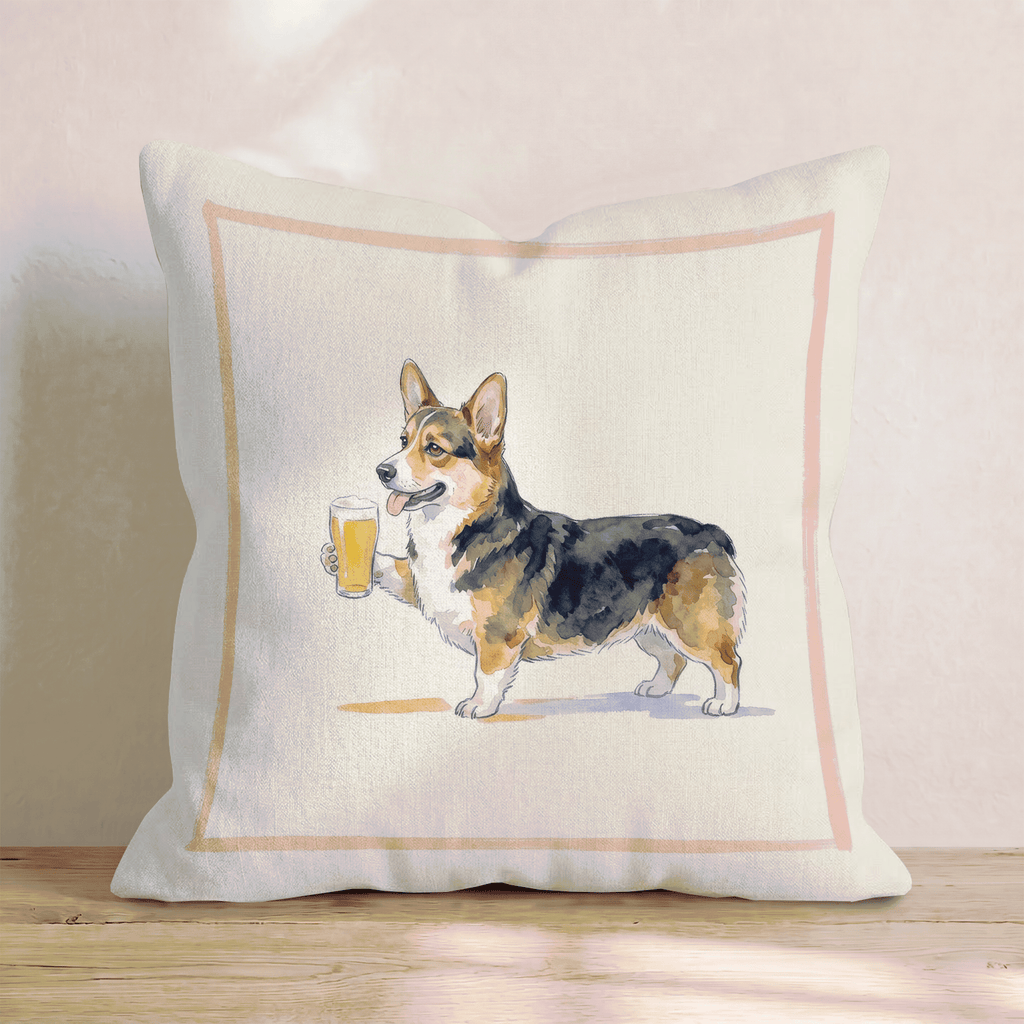 Corgi Lager Throw Pillow - Hillcroft Home