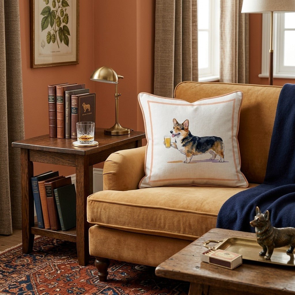 Corgi Lager Throw Pillow - Hillcroft Home
