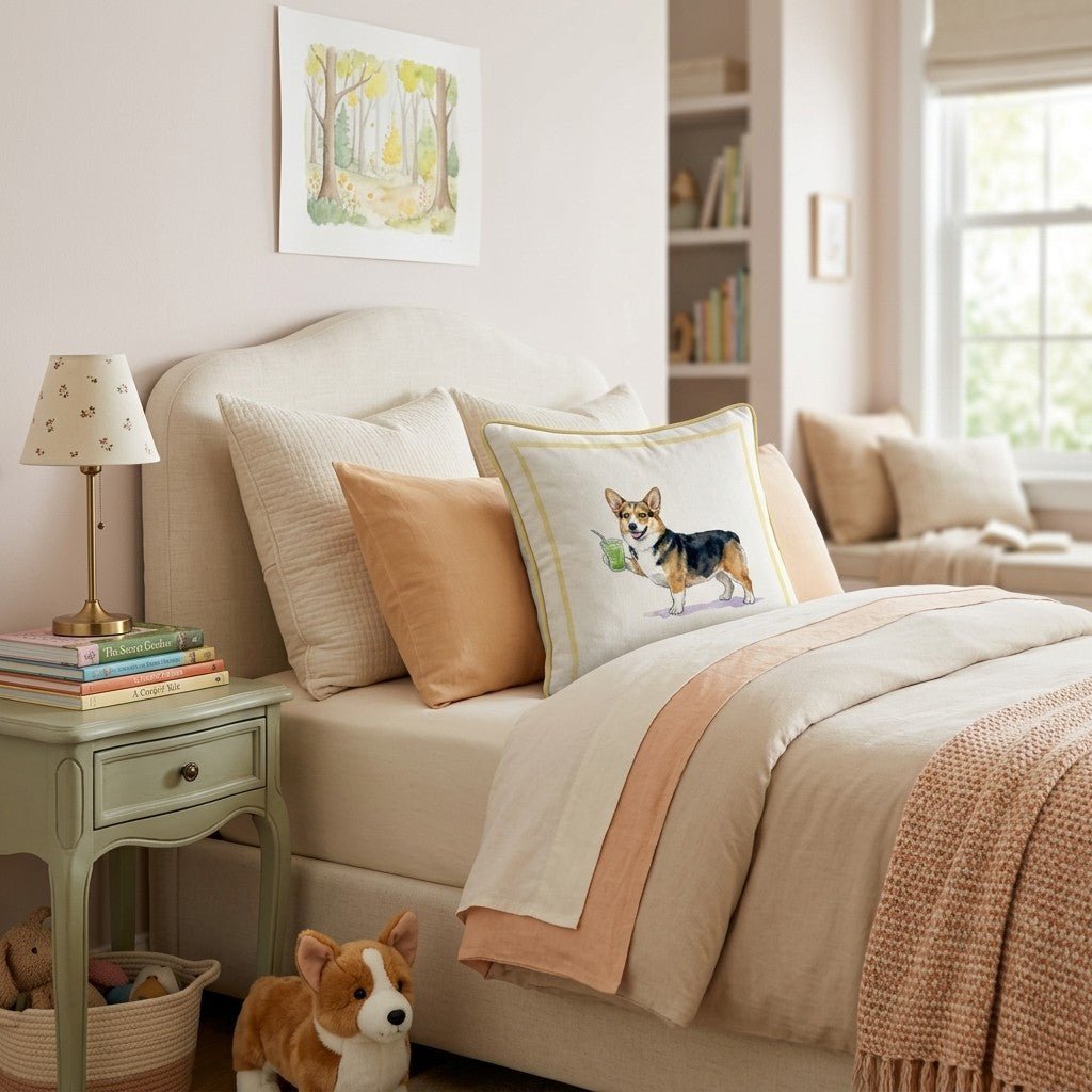 Corgi Matcha Throw Pillow - Hillcroft Home