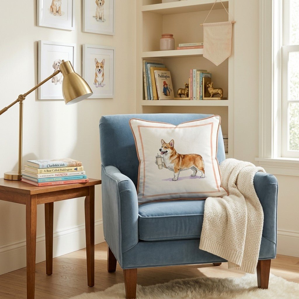 Corgi Tumbler Throw Pillow - Hillcroft Home