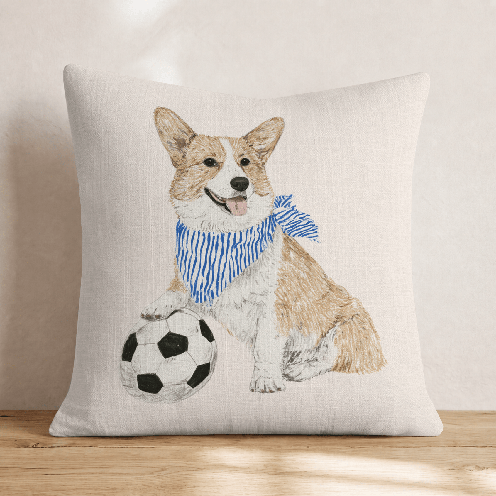 Corner Kick Corgi Throw Pillow - Hillcroft Home