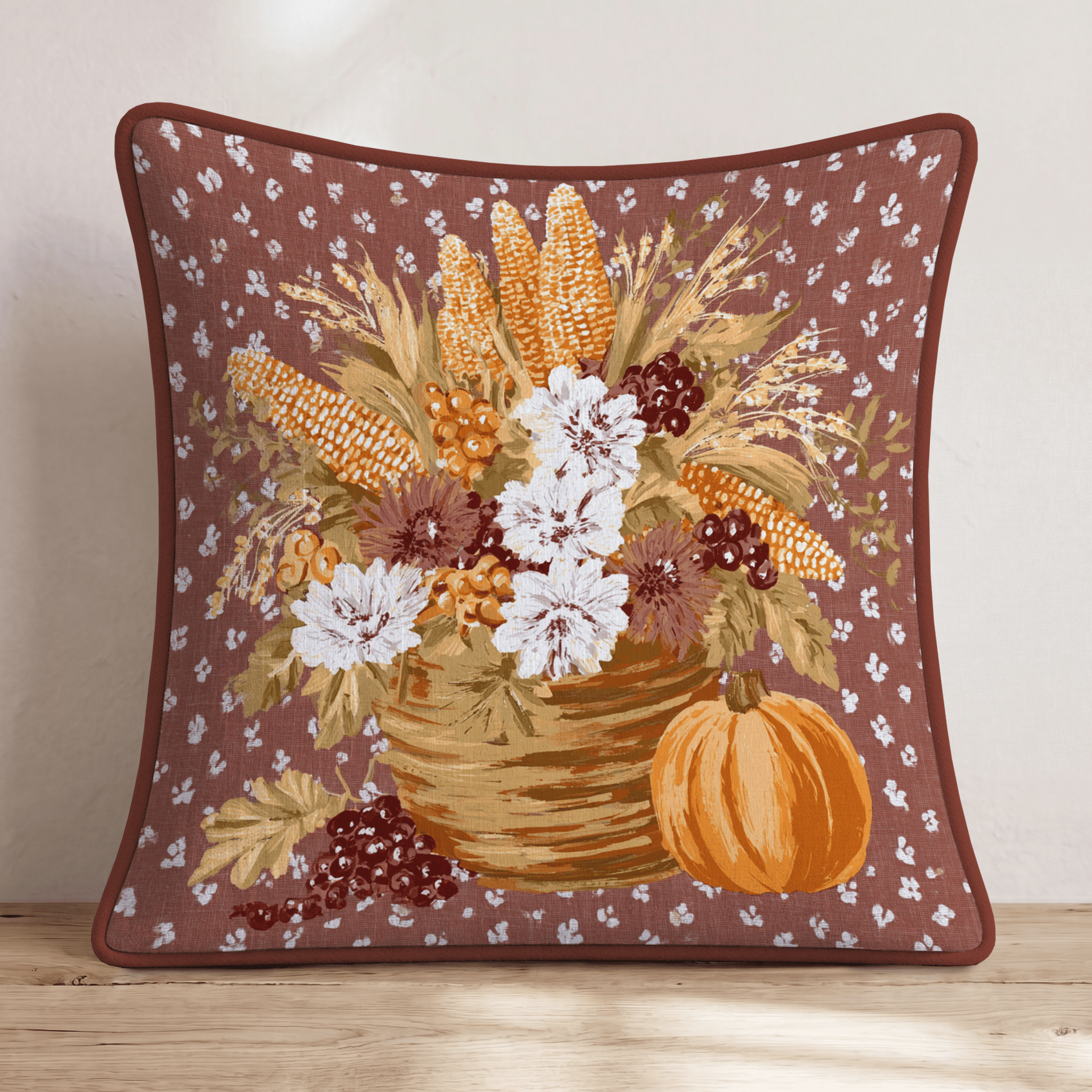 Cornucopia Floral Arrangement Throw Pillow - Hillcroft Home
