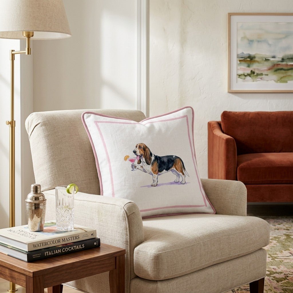 Cosmo Basset Hound Throw Pillow - Hillcroft Home