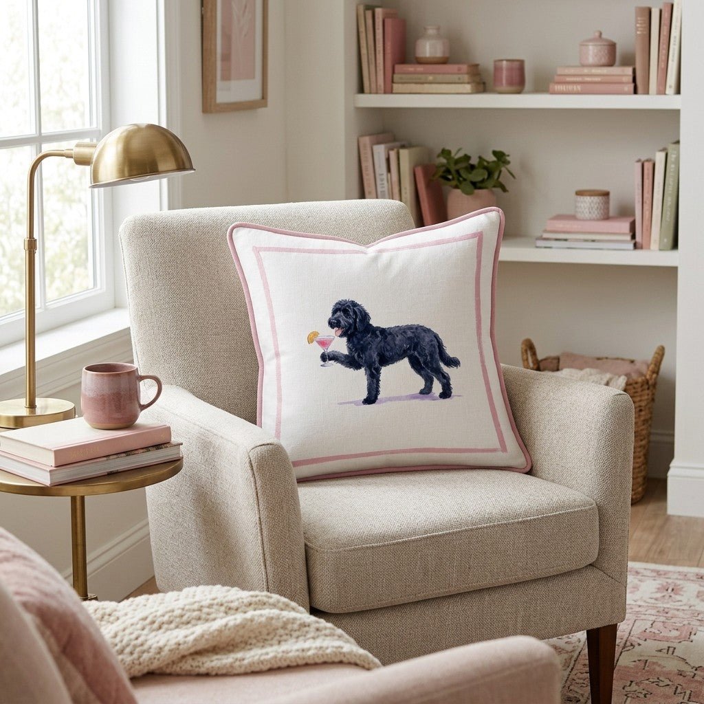 Cosmo Black Goldendoodle Throw Pillow - Hillcroft Home