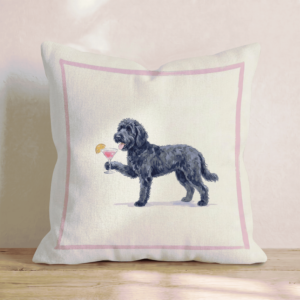 Cosmo Black Goldendoodle Throw Pillow - Hillcroft Home