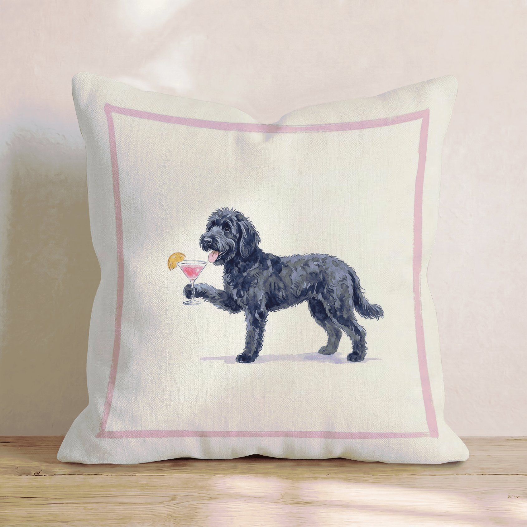 Cosmo Black Goldendoodle Throw Pillow - Hillcroft Home