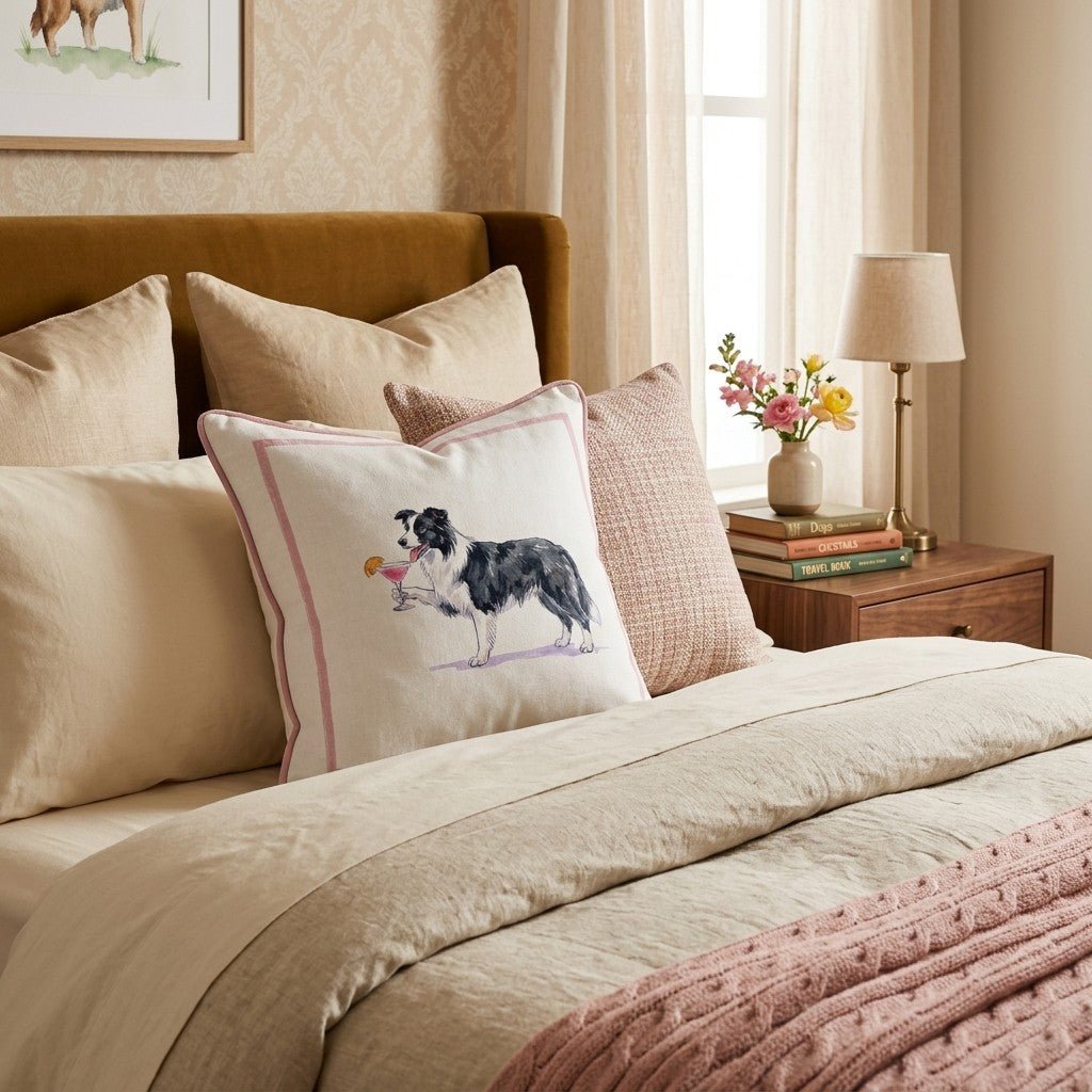 Cosmo Border Collie Throw Pillow - Hillcroft Home