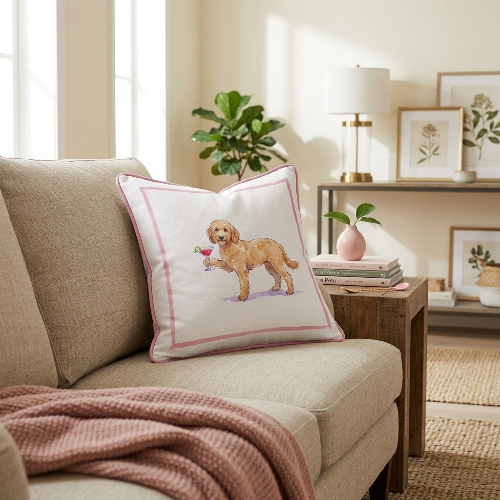 Cosmo Goldendoodle Throw Pillow - Hillcroft Home
