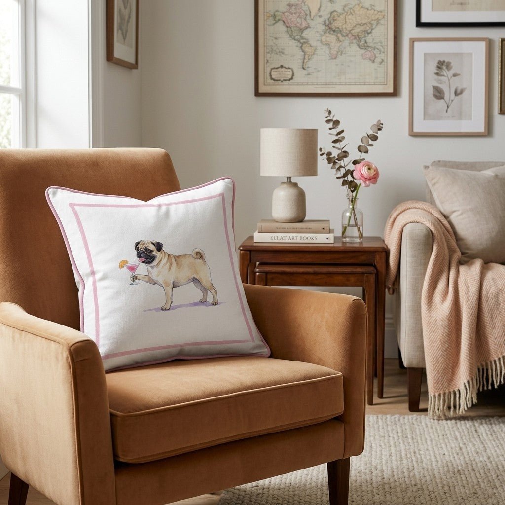 Cosmo Pug Throw Pillow - Hillcroft Home