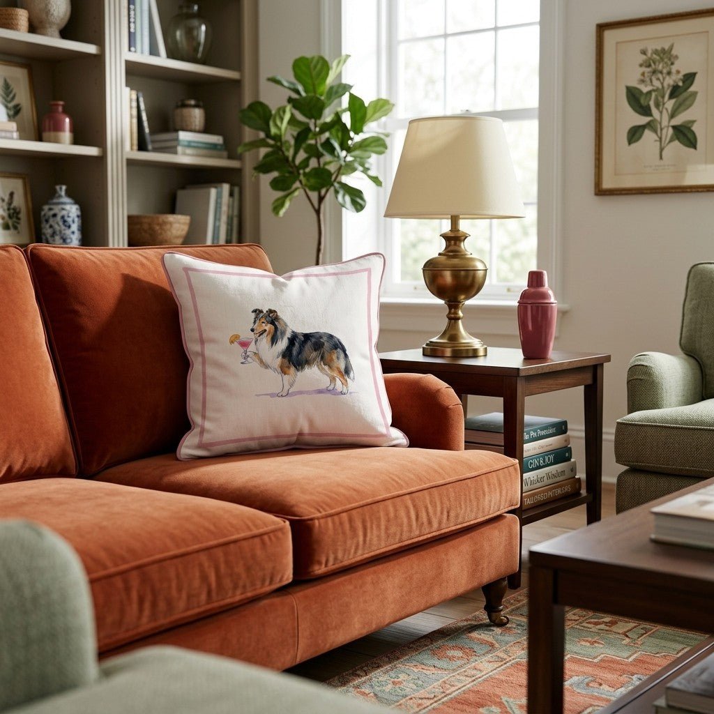 Cosmo Shetland Sheepdog Throw Pillow - Hillcroft Home