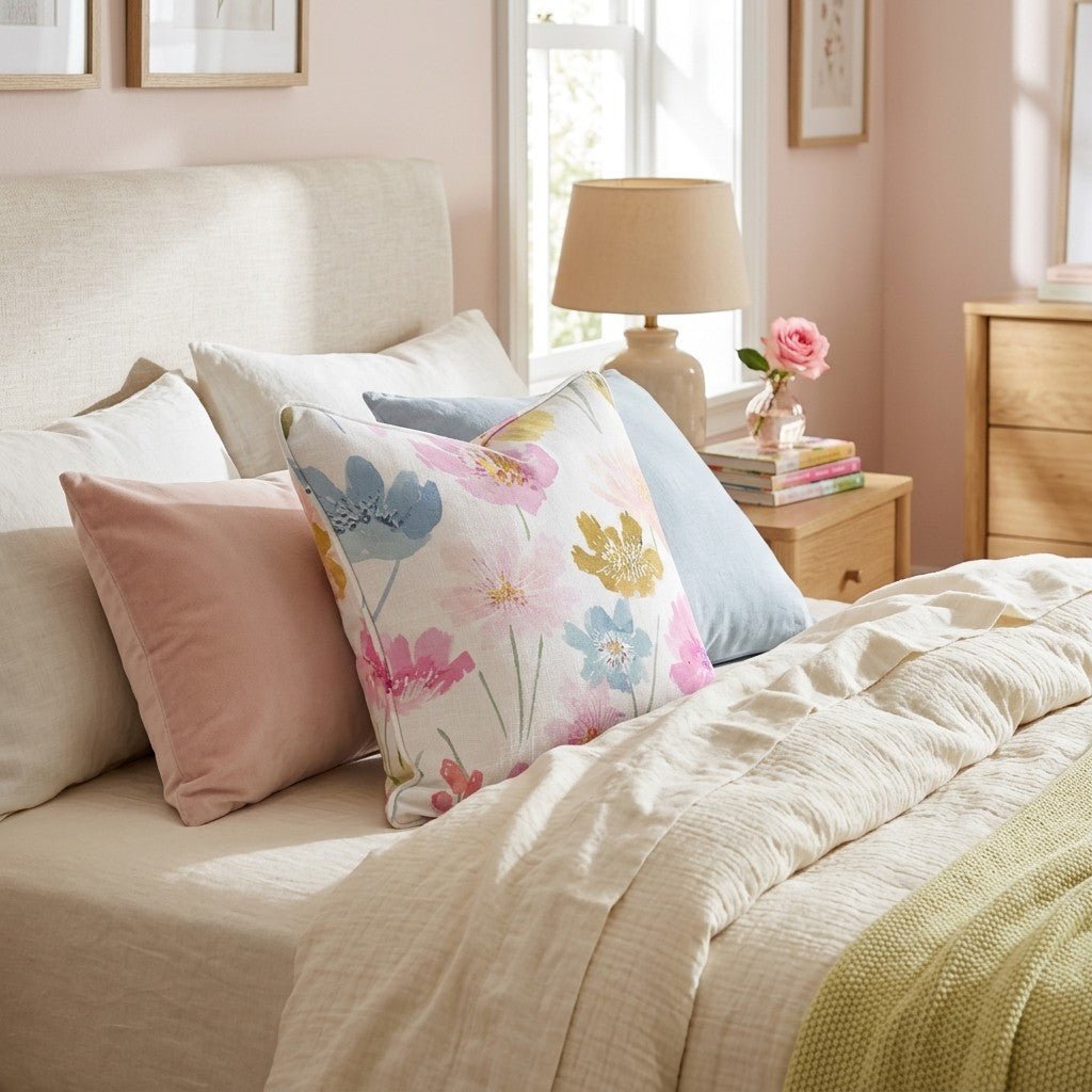 Cosmos and Buttercup Throw Pillow - Hillcroft Home