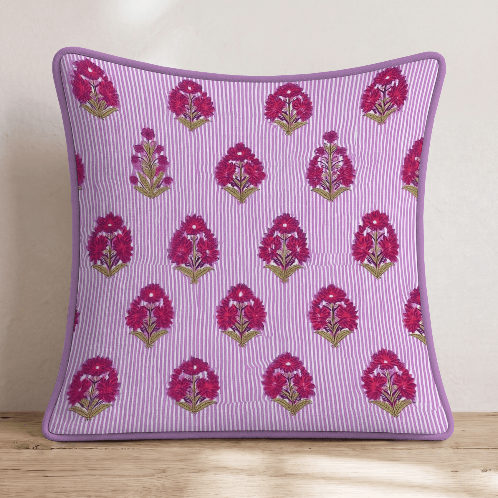 Cotton Candy Block Print Throw Pillow - Hillcroft Home