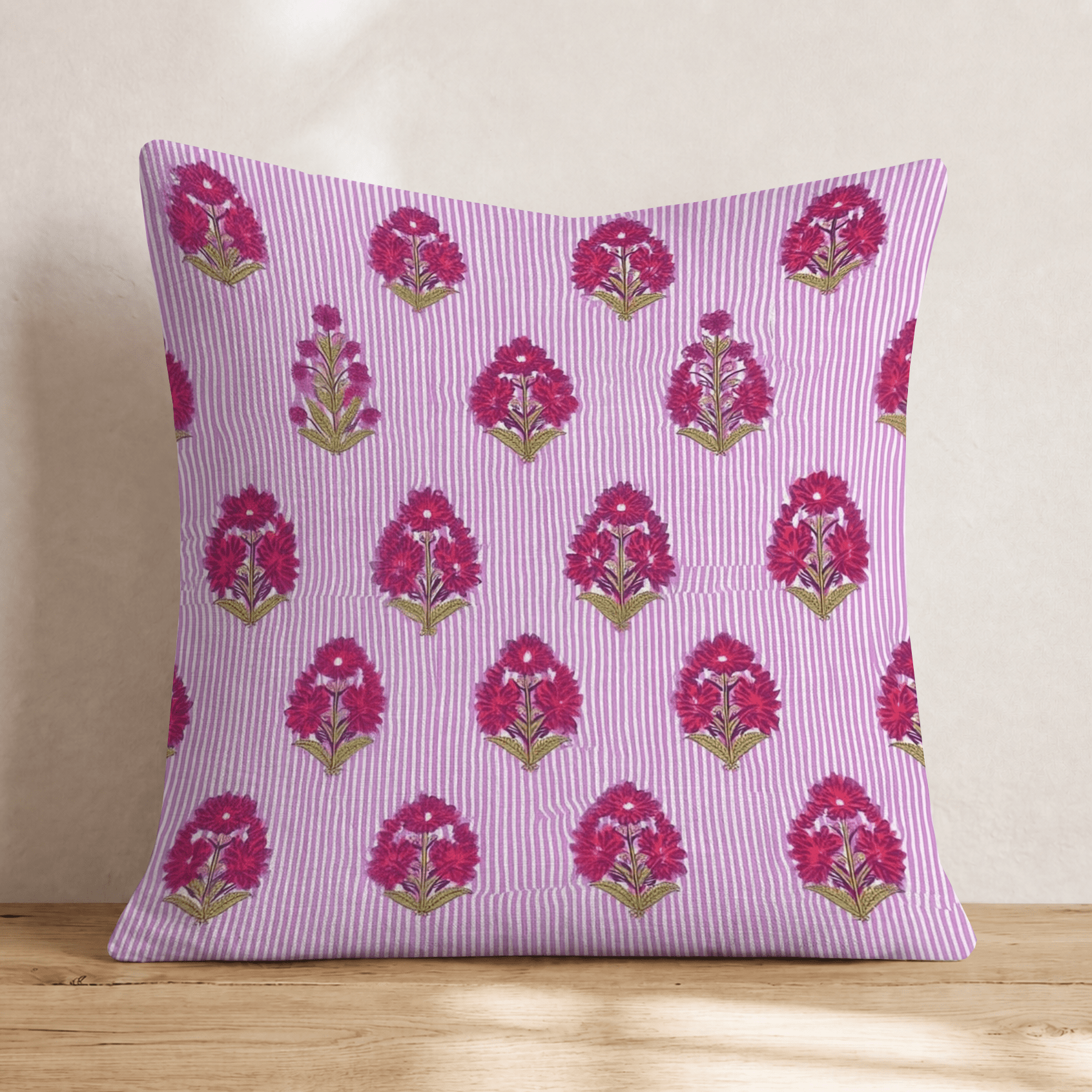 Cotton Candy Block Print Throw Pillow - Hillcroft Home