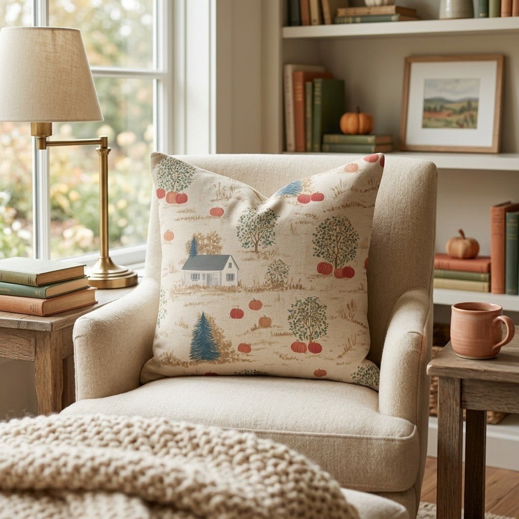 Countryside Pumpkin Farm Throw Pillow - Hillcroft Home