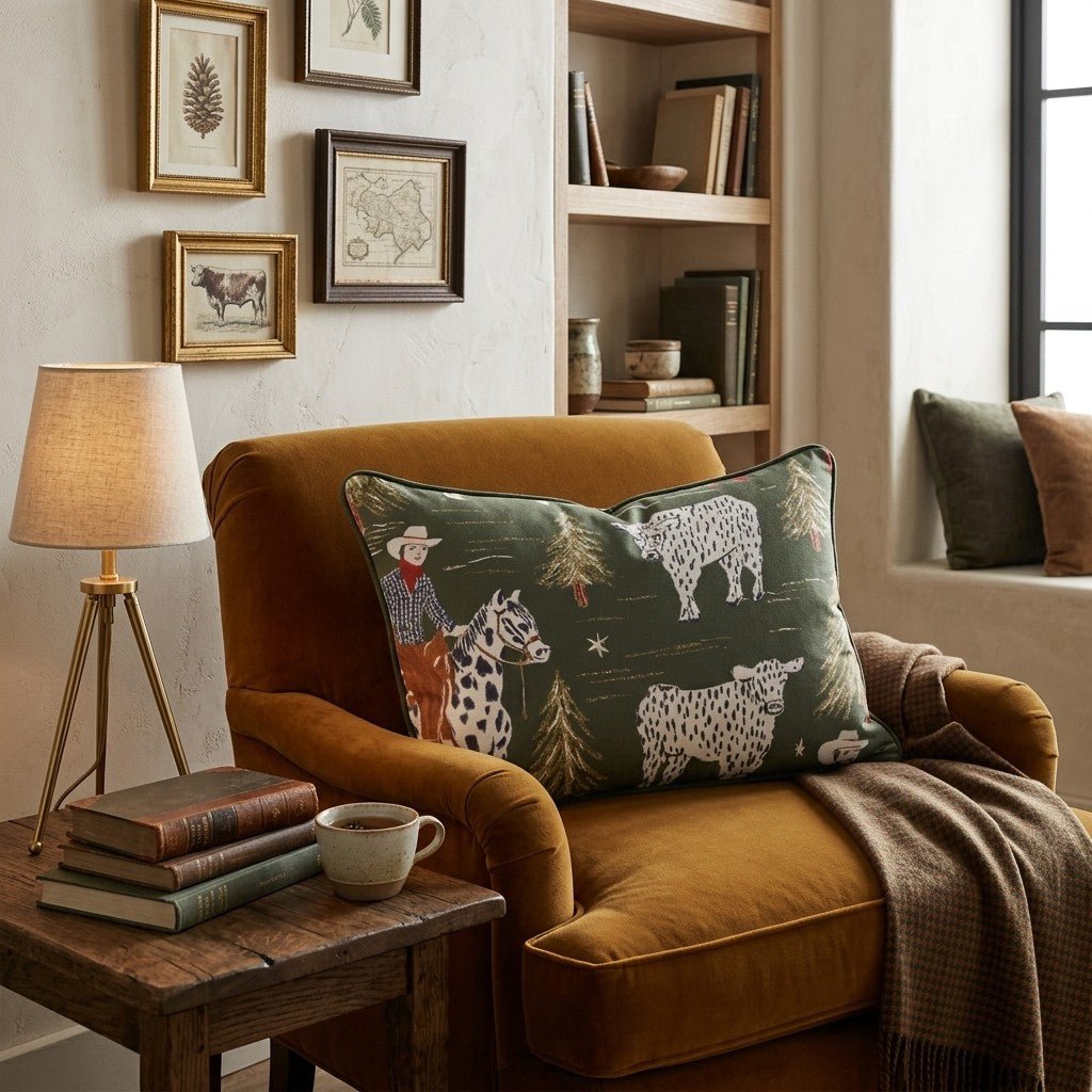 Cowboy Christmas Throw Pillow - Hillcroft Home