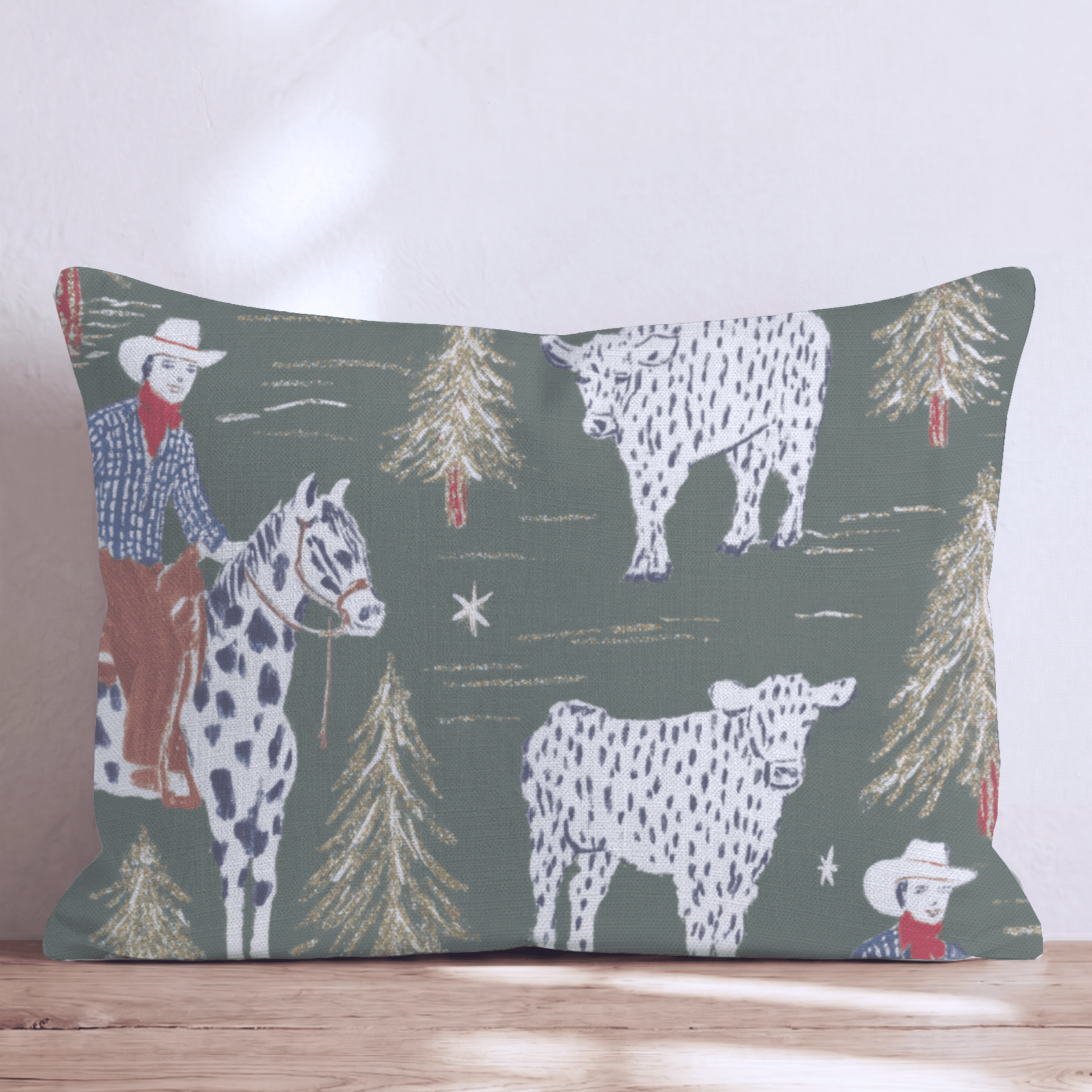 Cowboy Christmas Throw Pillow - Hillcroft Home