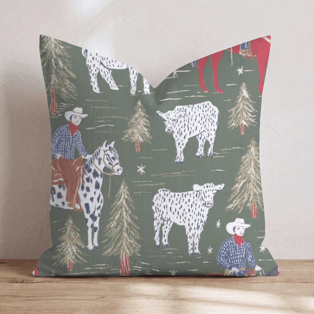 Cowboy Christmas Throw Pillow - Hillcroft Home