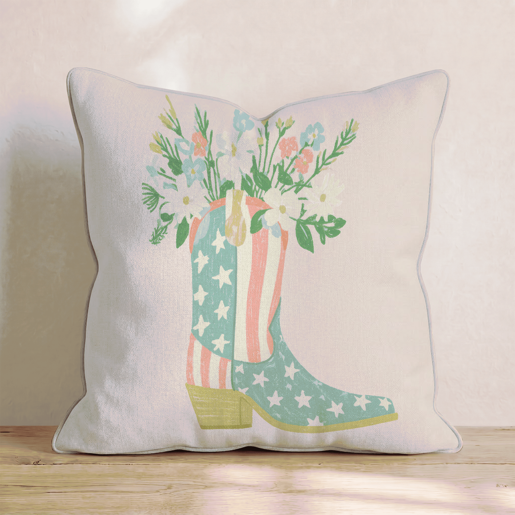 Cowgirl Bouquet Throw Pillow - Hillcroft Home