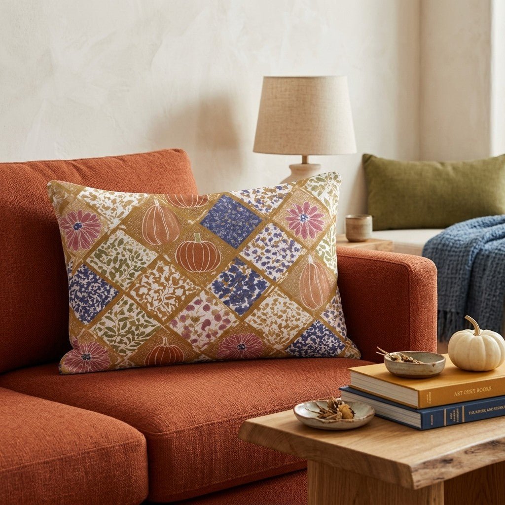 Cozy Autumn Quilt Throw Pillow - Hillcroft Home