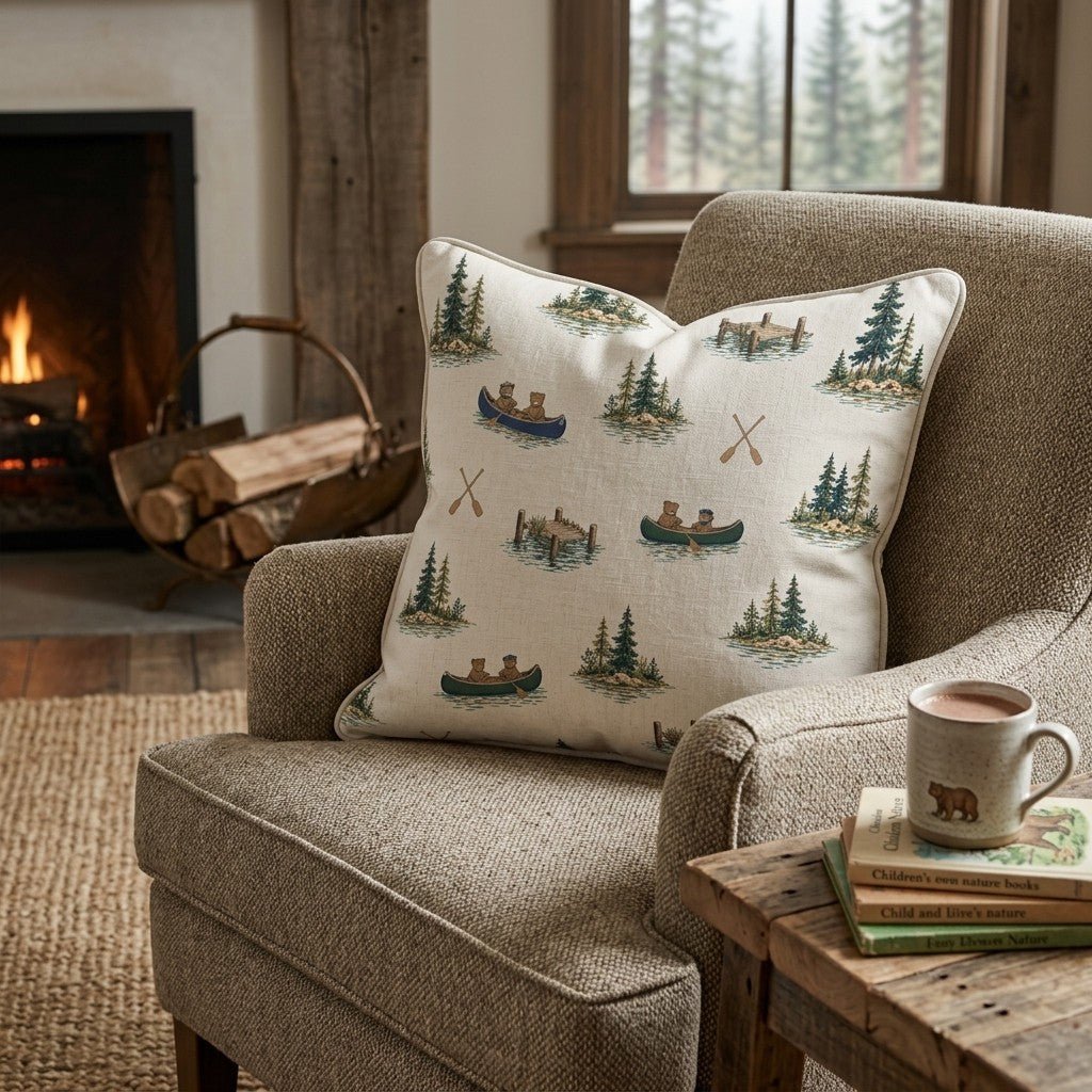 Cozy Bear Canoe Throw Pillow - Hillcroft Home