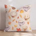 Cozy Latte & Leaves Throw Pillow - Hillcroft Home