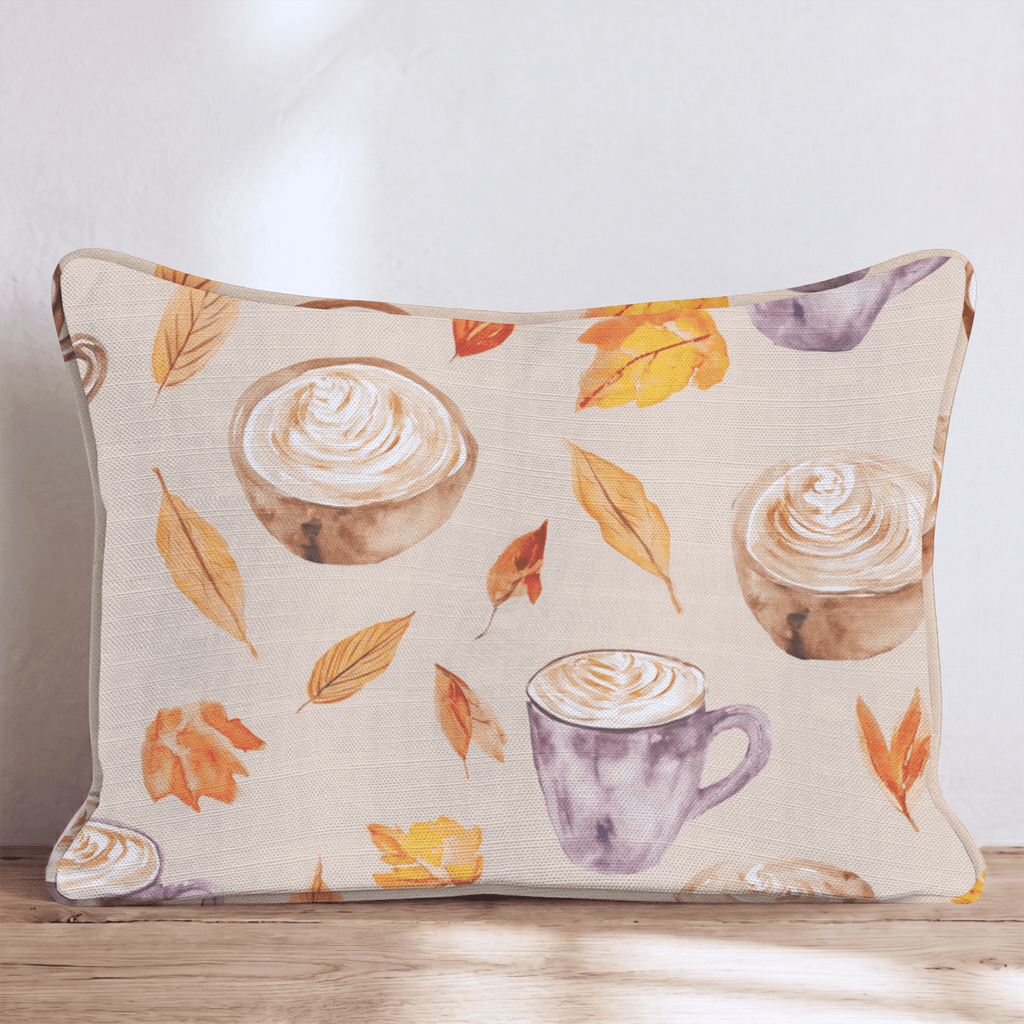Cozy Latte & Leaves Throw Pillow - Hillcroft Home