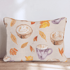 Cozy Latte & Leaves Throw Pillow - Hillcroft Home