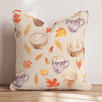 Cozy Latte & Leaves Throw Pillow - Hillcroft Home