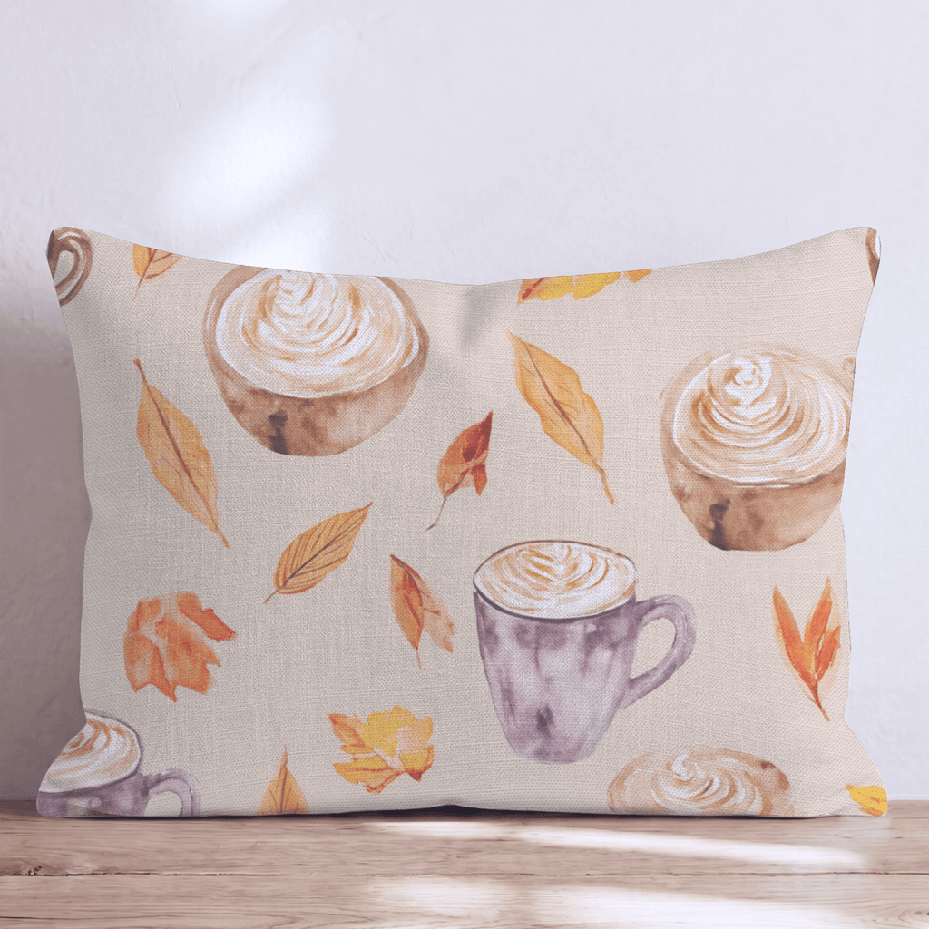 Cozy Latte & Leaves Throw Pillow - Hillcroft Home