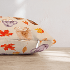 Cozy Latte & Leaves Throw Pillow - Hillcroft Home