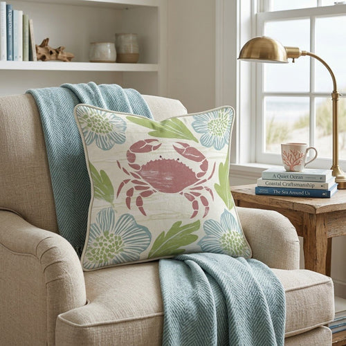 Crab Garden Throw Pillow - Hillcroft Home