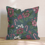 Cranberries And Candy Canes Throw Pillow - Hillcroft Home