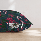 Cranberries And Candy Canes Throw Pillow - Hillcroft Home