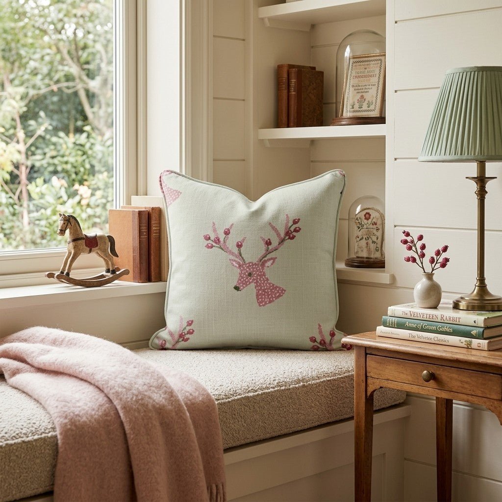 Cranberry Antlers Throw Pillow - Hillcroft Home