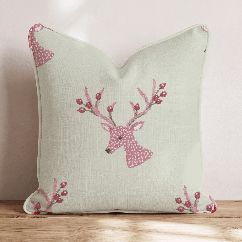 Cranberry Antlers Throw Pillow - Hillcroft Home