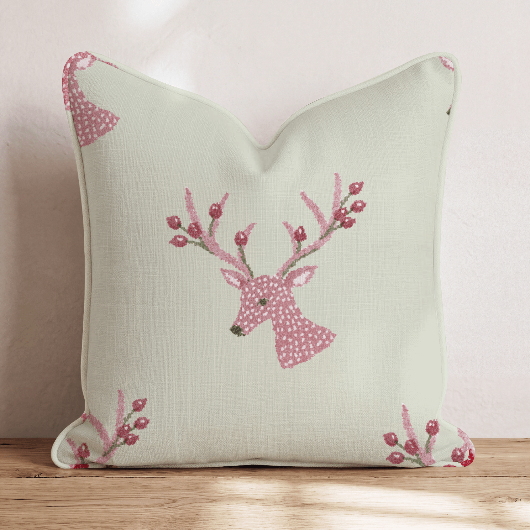 Cranberry Antlers Throw Pillow - Hillcroft Home