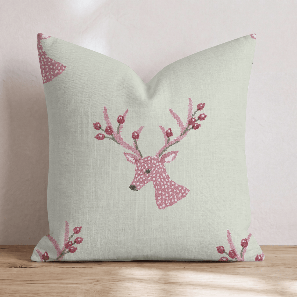 Cranberry Antlers Throw Pillow - Hillcroft Home