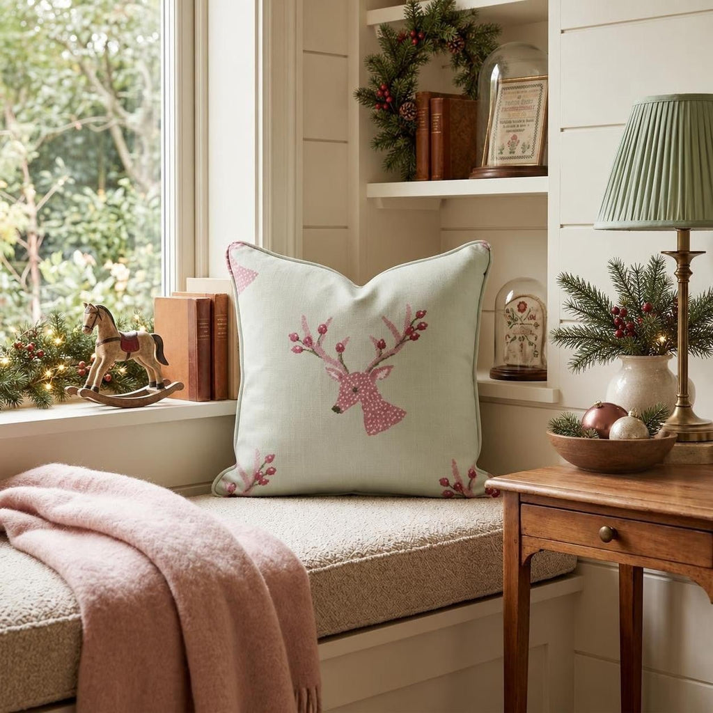 Cranberry Antlers Throw Pillow throw pillow - Hillcroft Home