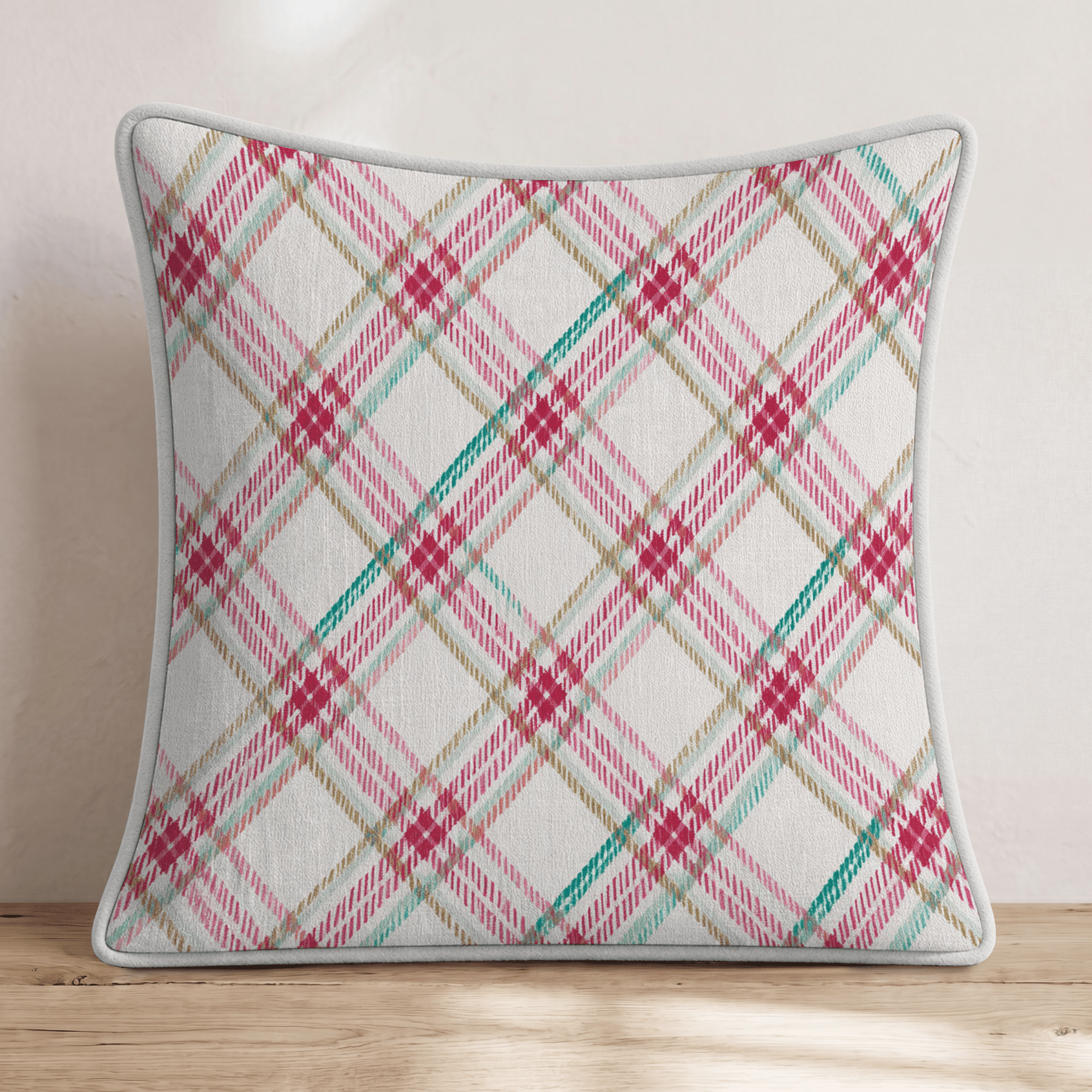 Cranberry Crush Plaid Throw Pillow - Hillcroft Home