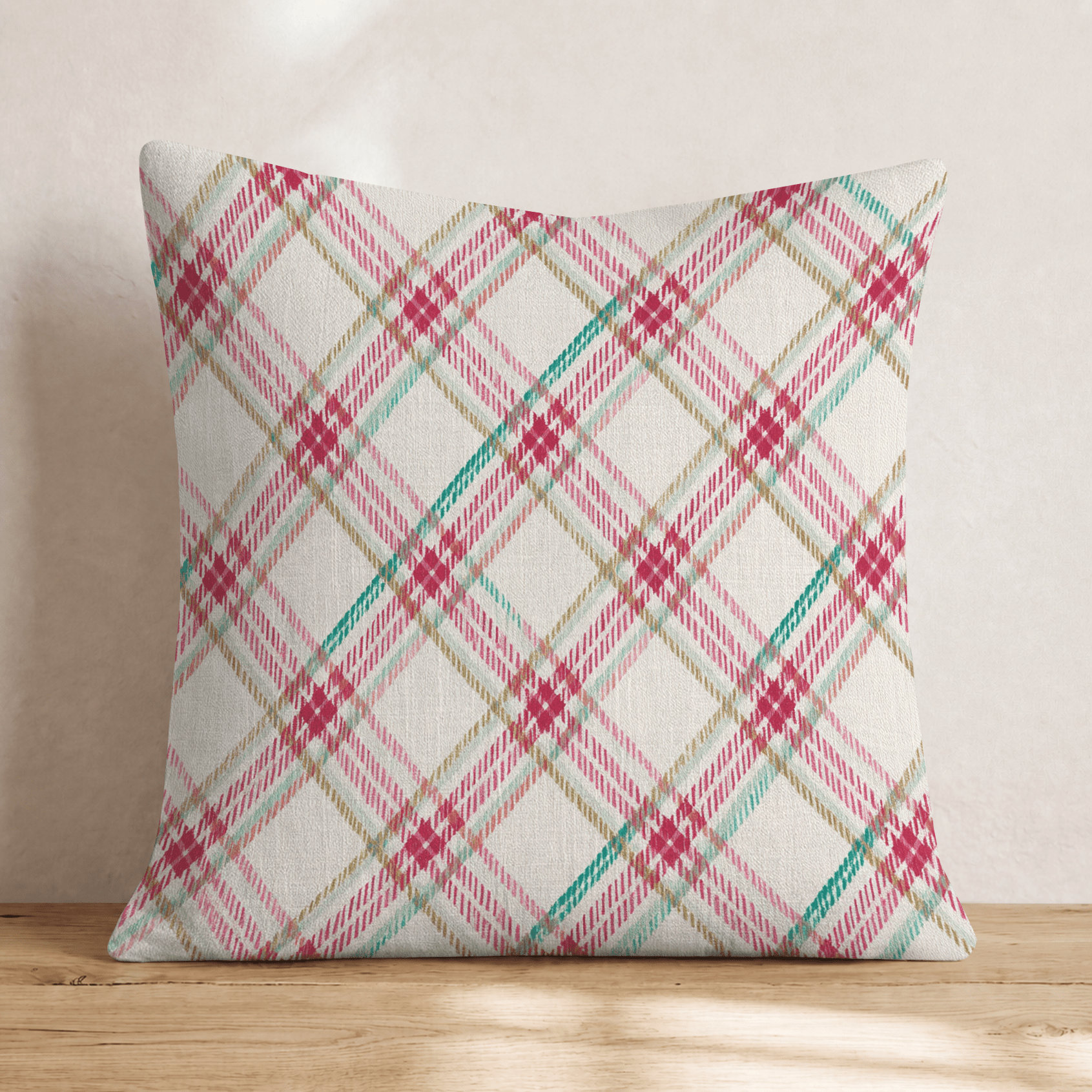 Cranberry Crush Plaid Throw Pillow - Hillcroft Home