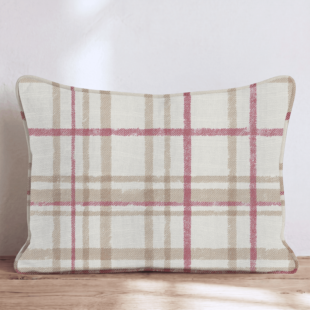 Cranberry Farmhouse Plaid Throw Pillow - Hillcroft Home