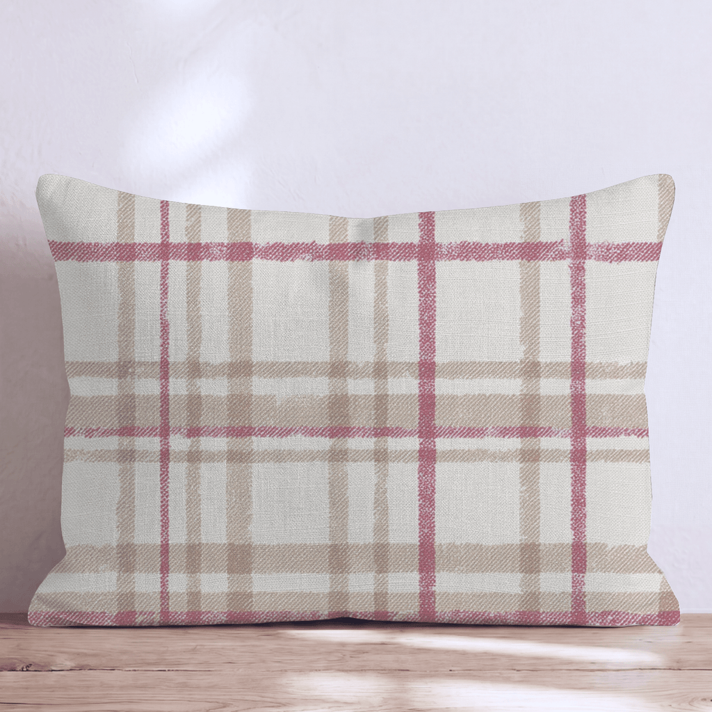 Cranberry Farmhouse Plaid Throw Pillow - Hillcroft Home