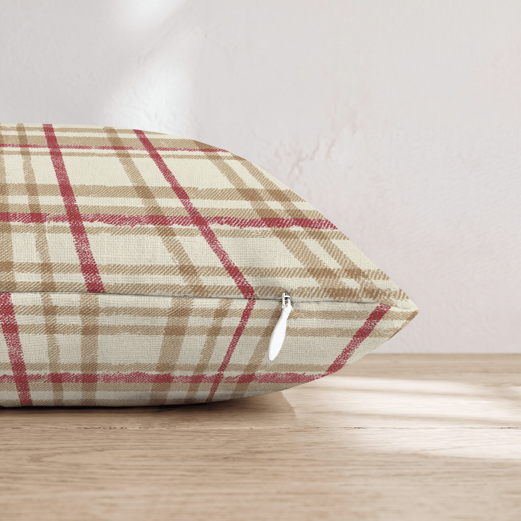 Cranberry Farmhouse Plaid Throw Pillow - Hillcroft Home