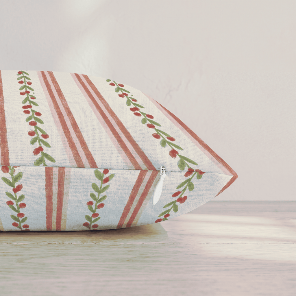 Cranberry Garland Throw Pillow throw pillow - Hillcroft Home