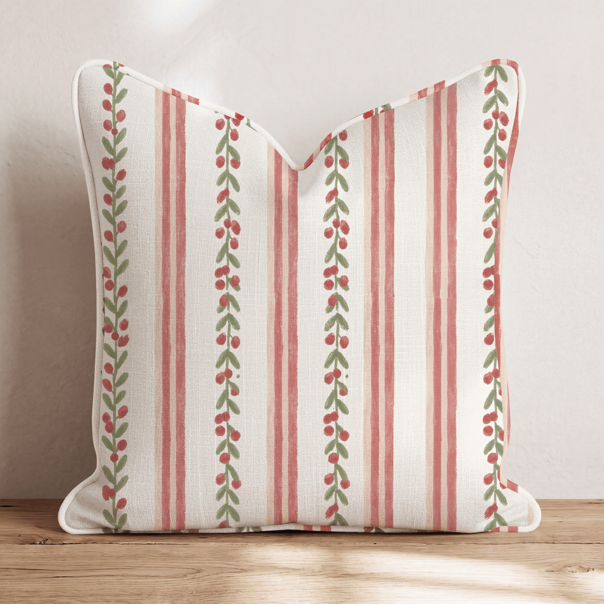 Cranberry Garland Throw Pillow throw pillow - Hillcroft Home